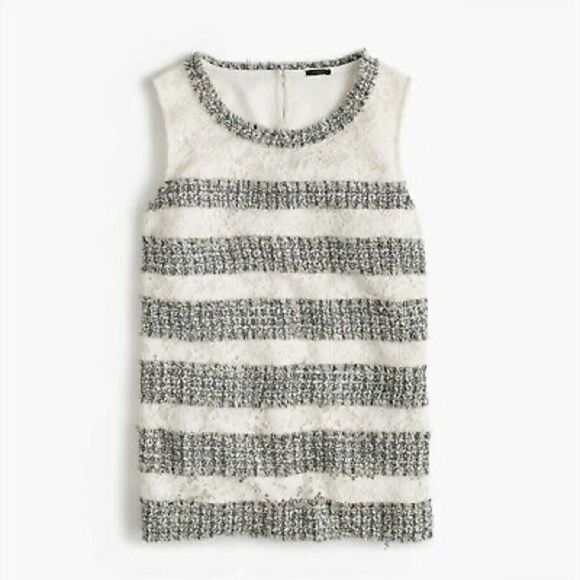 J. Crew Tops - J. Crew Lace Fringe Tank White Silver S